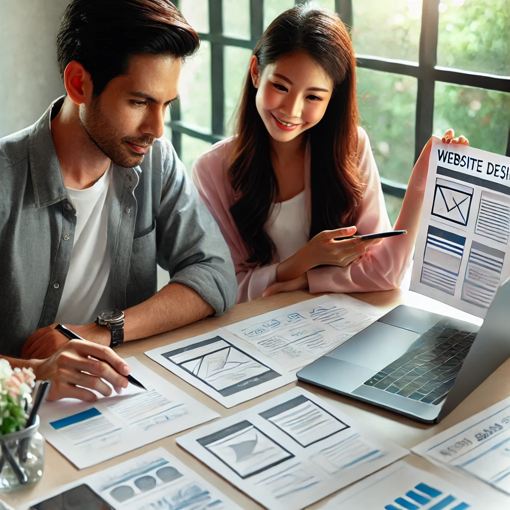 Business owner working with website designer